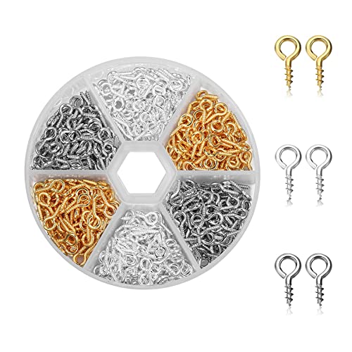 900 Stück Schraubösen Ösenschraube Kleine Augennadeln Ringschraube Set Mini Schaf Ösenschrauben Metal Augenschrauben Ösenstifte Handarbeit für DIY Art Crafts Schmuck (5 × 10 mm Drei Farben) von Traumarkeu