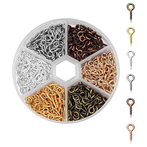 900 Stück Schraubösen Ösenschraube Kleine Augennadeln Ringschraube Set Mini Schaf Ösenschrauben Metal Augenschrauben Ösenstifte Handarbeit für DIY Art Crafts Schmuck (5 × 10 mm Sechs Farben) von Traumarkeu