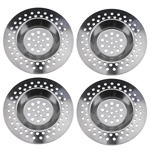 Sieb Küche, Haarsieb Dusche aus hochwertigsten 304 Edelstahl, perfekt als Küchensieb Dusche Haarfänger und Abflussfee für Spülbecken Waschbecken und Badewannen (4er Set, Ø 73 mm außen Ø 45 mm innen) von Traumarkeu