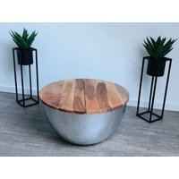 Couchtisch Orient Storage Rund Aufbewahrung Silber Akazie Metall Hammerschlag Beistelltisch Aufbewahrungsbox Wohnzimmer von Traumfabrik77
