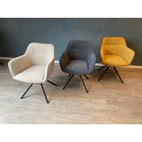 Design Stuhl Drehbar Grau Beige Senf Retro Bürostuhl Esszimmerstuhl Vintage Möbel Homeoffice Schreibtisch Drehstuhl von Traumfabrik77