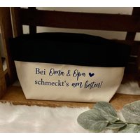 Aufbewahrungskorb - Stoffkorb Brotkorb Wunschdruck Geburtstag Hebamme Camping Beste Freundin Hochzeit -Einzug Umzug Einweihung von TraumfabrikLiebe