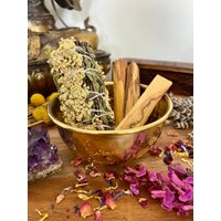 Räucher Set „Klarheit" Räucherwerk Mit Messing Räucherschale Palo Rosmarin Minze Räucherbündel Smudge Stick | Ritual Rauhnächte Geschenkbox von TraumfaengerLaden
