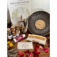 Räucherwerk Set Blume Des Lebens | Räucherset Mit Räuchermischung Weihrauch Palo Santo Myrrhe Ritual Geschenk Box von TraumfaengerLaden