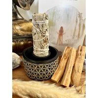 Smudge Bowl Komplett Set Speckstein Räucherschale | Palo Santo Sticks Salbei Räucherbündel Räucherset Räucherstäbchenschale Für Rauhnächte von TraumfaengerLaden