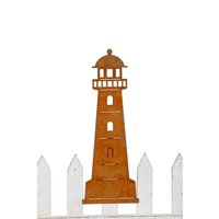 Metall Leuchtturm Zaunfigur Lighthouse - Maritime Zaundeko/Gartendeko in Edelrostoptik, 30cm von Traumflug