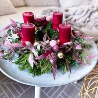 Adventskranz Modern | Weihnachtskranz Mit Roten Kerzen Türkranz Weihnachten Festliche Tischdeko Adventskranz Modern | Weihnachtskranz Mit Roten Kerzen Türkranz Weihnachten Festliche Tischdeko von Traumgiesserei