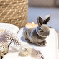 Osterhasen Deko Kerzenhalter | Hase Sitzend - Origami 3D Oster Modern Tischdeko Frühling Kleine Ostergeschenke von Traumgiesserei