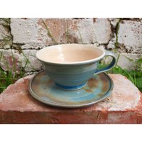 Cappuccinotasse Mit Untertasse, Cappucciono Tasse Türkis, Kaffetasse Untertasse von TraumhaftTuerkis