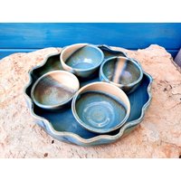 Tapasset, Tapas 5 Teilig, Türkis, Tapasgeschirr, Dip-Schälchen, Snackschälchen, Serviertablett von TraumhaftTuerkis