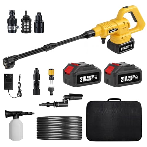 Traumheim Akku Hochdruckreiniger, 17PCS 8000mAh Max 68 Bar Kabelloser Hochdruckreinige mit 6-in-1 Düse und 180° Drehbare Düse, Tragbarer Mobiler Hochdruckreiniger für Autos, Fahrrad, Terrase, Gärten Traumheim Akku Hochdruckreiniger, 17PCS 8000mAh Max 68 Bar Kabelloser Hochdruckreinige mit 6-in-1 Düse und 180° Drehbare Düse, Tragbarer Mobiler Hochdruckreiniger für Autos, Fahrrad, Terrase, Gärten von Traumheim