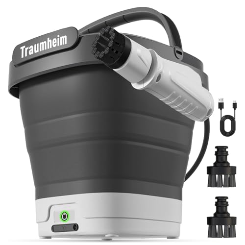 Traumheim Mobile Outdoor Cleaner,Elektrischer Hochdruckreiniger mit 12 Liter,Aufladen über USB Typ C,Hochdruckdüse, Weitwinkeldüse integrierter Hochdruckreiniger für Terrasse und Campingdusche von Traumheim