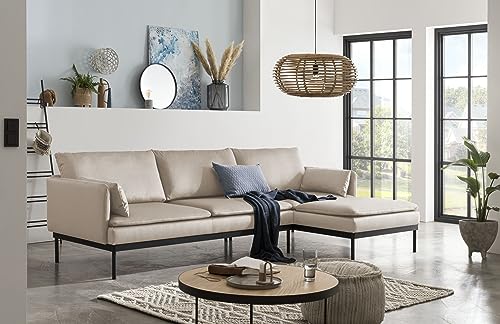 Traumnacht Ecksofa Lyon Sofa 2-Sitzer mit Recamiere, beige/Recamiere lässt sich flexibel an der rechten oder linken Seite anbauen, produziert nach deutschem Qualitätsstandard, leichter Aufbau von Traumnacht