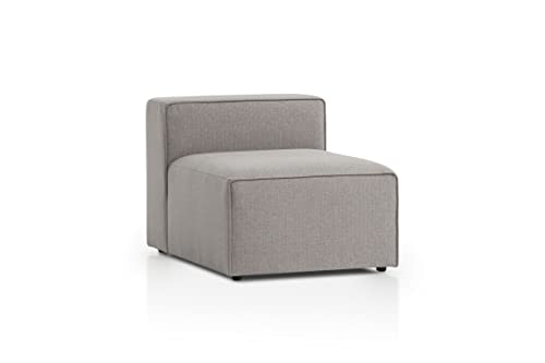 Genua Modular Sofa, individuell kombinierbare Wohnlandschaft, Sitzelement ohne Armteil - strapazierfähiges Möbelgewebe, produziert nach deutschem Qualitätsstandard, hellgrau von Traumnacht