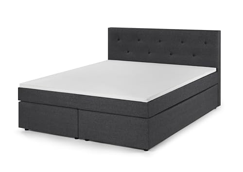 Traumnacht Boxspringbett, mit 7-Zonen Tonnentaschenfederkernmatratzen (H2) und Komfortschaumtopper, leichter Aufbau, produziert nach deutschem Qualitätsstandard, 180 x 200 cm in grau von Traumnacht