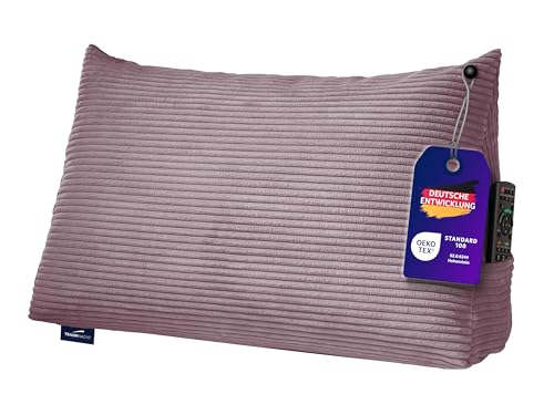 Traumnacht Cozy Rückenkissen, Lesekissen, 70x40cm, rosa, Abnehmbarer,waschbarer Bezug aus gemütlichem Kord, praktisches Seitenfach, Öko-Tex Zertifiziert, produziert nach deutschem Qualitätsstandard von Traumnacht