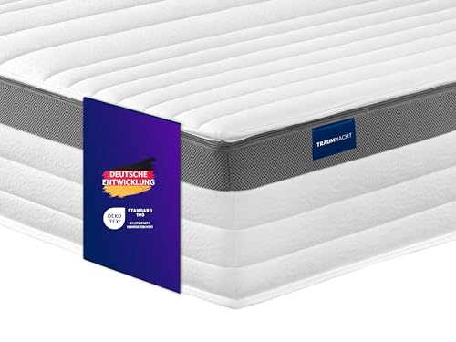 Traumnacht Exklusiv 7-Zonen 1.000er Tonnentaschenfederkernmatratze, Stiftung Warentest Testurteil Gut - Ausgabe 10/23, 23 cm Premiumhöhe, Öko-Tex zertifiziert, Härtegrad 4 (H4), 180 x 220 cm von Traumnacht
