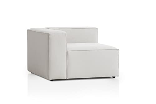 Traumnacht Genua Modular Sofa, Individuell kombinierbare Wohnlandschaft, Sitzelement mit Armteil, links - strapazierfähiges Möbelgewebe,produziert nach deutschem Qualitätsstandard, weiß von Traumnacht