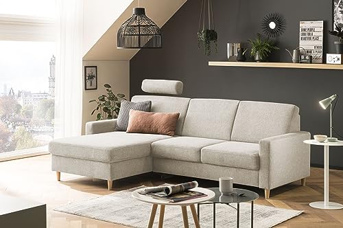 Traumnacht Limoux Sofa 2-Sitzer mit Recamiere, rechts und verstellbarer Kopfstütze, beige, produziert nach deutschem Qualitätsstandard von Traumnacht