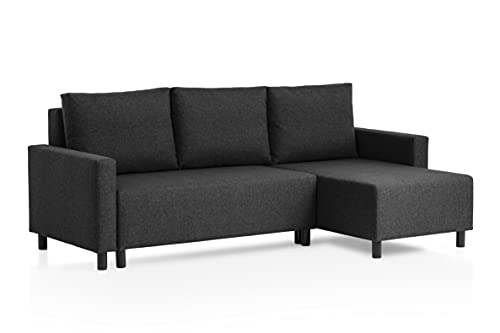 Traumnacht Schlafsofa Avallon, Ecksofa in L-Form mit Schlaffunktion und Stauraum in der Ottomane, produziert nach deutschem Qualitätsstandard, anthrazit, 136 x 224 x 80 cm von Traumnacht