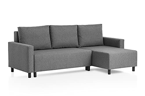 Traumnacht Schlafsofa Avallon, Ecksofa in L-Form mit Schlaffunktion und Stauraum in der Ottomane, produziert nach deutschem Qualitätsstandard, grau, 136 x 224 x 80 cm von Traumnacht