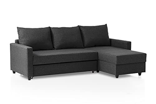 Traumnacht Schlafsofa Belfort, Ecksofa, Sofagarnitur in L-Form mit Schlaffunktion und Stauraum in der Ottomane, produziert nach deutschem Qualitätsstandard, anthrazit, 227x153x66 cm von Traumnacht