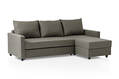 Traumnacht Schlafsofa Belfort, Ecksofa, Sofagarnitur in L-Form mit Schlaffunktion und Stauraum in der Ottomane, produziert nach deutschem Qualitätsstandard, hellbraun, 227x153x66 cm von Traumnacht