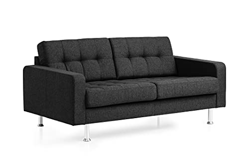 Traumnacht Sofa Laval, 2-Sitzer Couch mit Stoffbezug und Metallfüßen, produziert nach deutschem Qualitätsstandard, anthrazit, 166 x 92 x 65 cm von Traumnacht