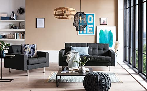 Traumnacht Sofa Laval, 2-Sitzer Couch mit Stoffbezug und Metallfüßen, produziert nach deutschem Qualitätsstandard, anthrazit, 166 x 92 x 65 cm von Traumnacht