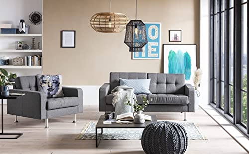 Traumnacht Sofa Laval, 2-Sitzer Couch mit Stoffbezug und Metallfüßen, produziert nach deutschem Qualitätsstandard, grau, 166 x 92 x 65 cm von Traumnacht
