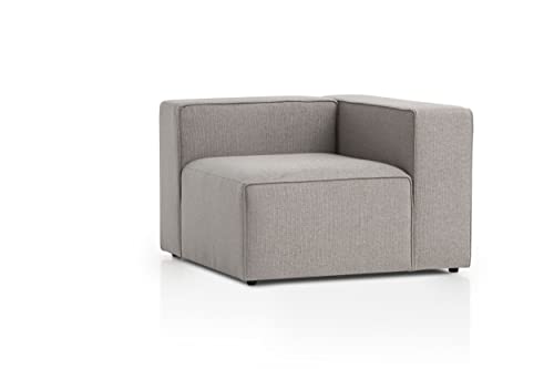 Genua Modular Sofa, individuell kombinierbare Wohnlandschaft, Sitzelement mit Armteil, rechts - strapazierfähiges Möbelgewebe, produziert nach deutschem Qualitätsstandard, hellgrau von Traumnacht