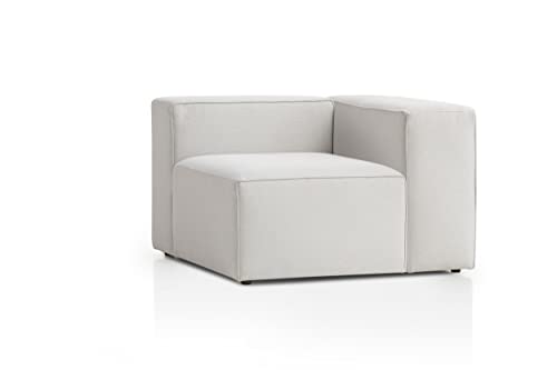 Genua Modular Sofa, individuell kombinierbare Wohnlandschaft, Sitzelement mit Armteil, rechts - strapazierfähiges Möbelgewebe, produziert nach deutschem Qualitätsstandard, weiß von Traumnacht