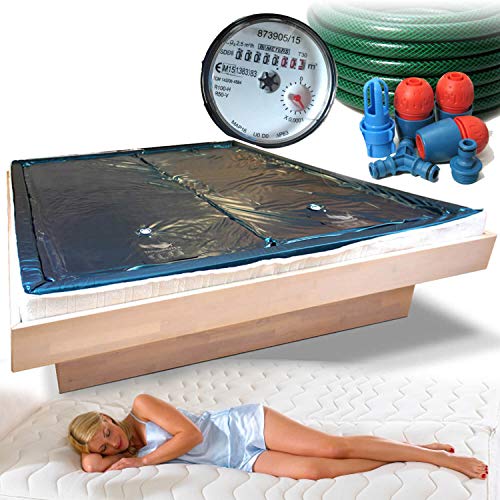 Traumreiter 2X Wasserbettmatratze für Wasserbetten + Sicherheitswanne + Schlauch + Wasserzähler für richtige Wasserbett Füllmenge I Wasserkern Wasserbett Matratze (100% (0 Sek.), 200 x 220 cm) von Traumreiter