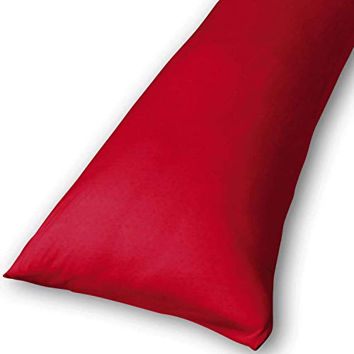 Traumreiter Bezug Seitenschläferkissen 140x40 I 40x140 und 40x145 Seitenschläferkissen Bezug 40 x 145/40 x 140 Kissenbezug 40x145 Baumwolle 97% Elastan 3% mit Reißverschluss (Lipstick rot (37)) von Traumreiter