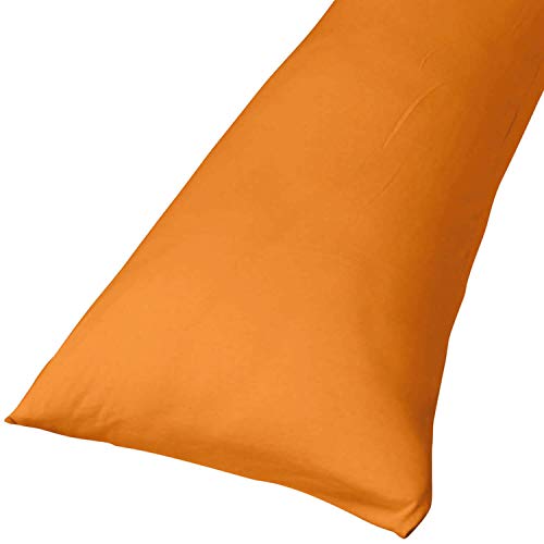 Traumreiter Bezug Seitenschläferkissen 140x40 I 40x140 und 40x145 Seitenschläferkissen Bezug 40 x 145/40 x 140 Kissenbezug 40x145 Baumwolle 97% Elastan 3% mit Reißverschluss (orange (50)) von Traumreiter