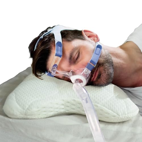 Traumreiter CPAP Kissen für Seitenschläfer - Schlafapnoe Kopfkissen mit Memory Foam | 2 Härtegrade Mittelfest und Fest, geeignet für alle CPAP-Masken, Orthopädisches Nackenstützkissen von Traumreiter