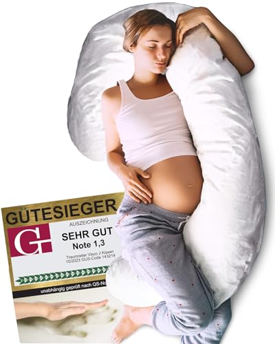 Traumreiter Seitenschläferkissen mit Memory Foam Körperunterstützung und Bezug Weiß, Schwangerschaftskissen zum Schlafen, Komfortkissen Erwachsene, Schwangerschaft Kissen, Body Pillow (Visco J L) von Traumreiter