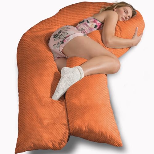 Traumreiter Seitenschläferkissen Jumbo XXL langes und extra hohes orthopädisches Komfortkissen, Schwangerschaftskissen zum Schlafen, Stillkissen Kissen, Schlafkissen, Body Pillow mit Bezug Kupfer Rot von Traumreiter