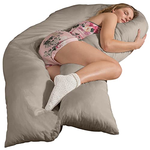 Traumreiter Seitenschläferkissen Jumbo XXL mit Bezug Baumwolle Leinen I Extra hohes und langes orthopädisches Komfortkissen, Schwangerschaftskissen zum Schlafen Stillkissen Kissen, Body Pillow von Traumreiter