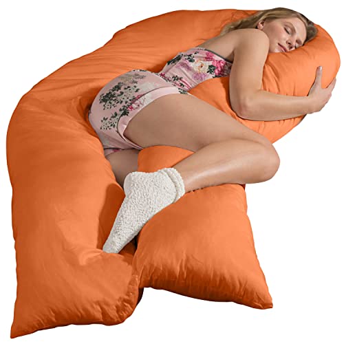 Traumreiter Seitenschläferkissen Jumbo XXL Schlafkissen mit Bezug Baumwolle Terracotta. Schwangerschaftskissen zum schlafen. U Form Seitenschläfer Kissen Stillkissen Komfortkissen Erwachsene von Traumreiter