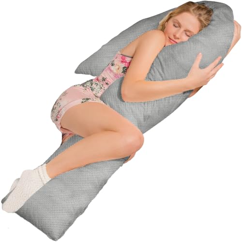 Traumreiter Seitenschläferkissen Visco J Form L langes Wendekissen mit Memory Foam Stütze [orthopädisch] Schwangerschaftskissen zum Schlafen | Stillkissen XXL | Komfortkissen mit Bezug Silber Deluxe von Traumreiter