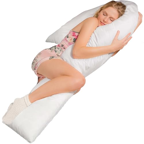 Traumreiter Seitenschläferkissen Visco J-L, Hybrid Wendekissen Kissen + 1cm Memory Foam, J Form Schwangerschaftskissen Gel Body Pillow Komfortkissen Erwachsene (ohne Bezug) von Traumreiter