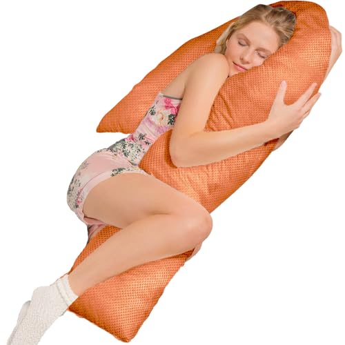 Traumreiter Seitenschläferkissen Visco J Form Wendekissen mit Memory Foam Stütze [orthopädisch] Schwangerschaftskissen zum Schlafen Stillkissen XXL Kissen, Komfortkissen mit Bezug Kupfer Rot von Traumreiter
