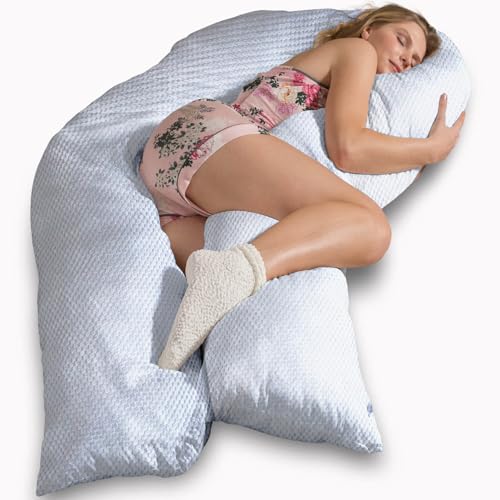 Traumreiter Seitenschläferkissen Visco L langes Wendekissen Memory Foam [orthopädisch] + Watte Seite | Schwangerschaftskissen zum Schlafen, Stillkissen Kissen Komfortkissen mit Bezug Rauch Weiß Deluxe von Traumreiter