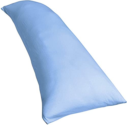 Traumreiter Visco Dream Seitenschläferkissen mit Bezug Baumwolle Mittel Blau, schweres Memory Foam Schwangerschaftskissen, XXL langes Seitenschläfer Kissen Body Pillow, Höhe & Festigkeit verstellbar von Traumreiter