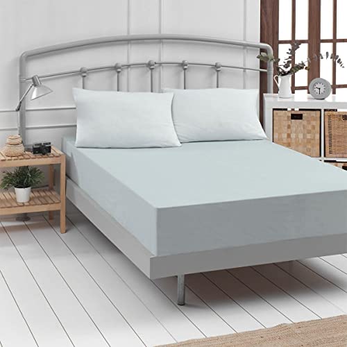 TRAUMSCHLAF Feinbiber Boxspring Spannbetttuch kuschelig weich aus 100% Baumwolle mit Rundgummi Größen 90x190-100x200 cm Silber von Traumschlaf