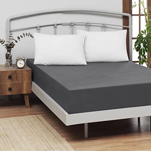 TRAUMSCHLAF Feinbiber Boxspring Spannbetttuch kuschelig weich aus 100% Baumwolle mit Rundgummi Größen 90x190-100x200 cm anthrazit von Traumschlaf