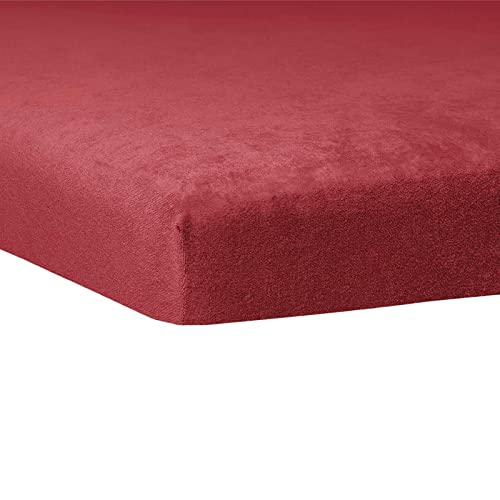 TRAUMSCHLAF weiches, elastisches Flausch Biber Boxspring Topper Spannbettlaken mit Rundumgummi, Größen 180x200 cm - 200x200 cm Burgund von Traumschlaf