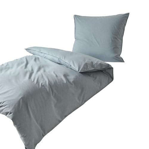 Traumschlaf Basic Uni Bettwäsche Chambray Mint, 1 Bettbezug 135 x 200 cm + 1 Kissenbezug 80 x 80 cm von Traumschlaf