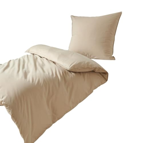 Traumschlaf Basic Uni Bettwäsche Chambray Sand, 160x210 cm + 65x100 cm von Traumschlaf